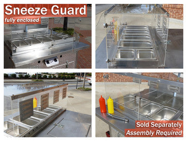 Full enclosed steam pan cabinet and sneeze guard